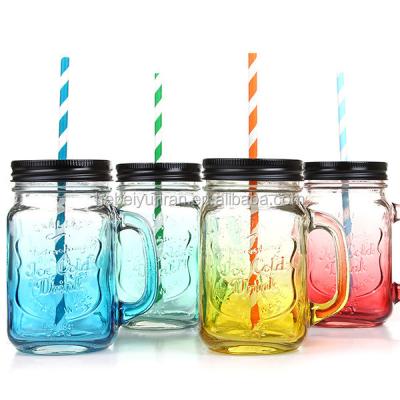 China Creative Juice Drinking Glass Mason Jar Cover China Factory Beverage With Straw Lid for sale