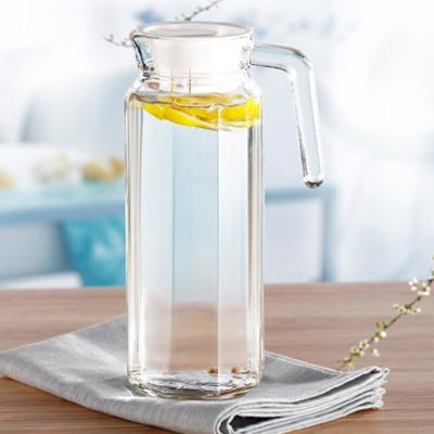 China Vertical Stripe Shape Tea Carafe Viable Glass Cold Water Jug Cold Water Jug Set for sale