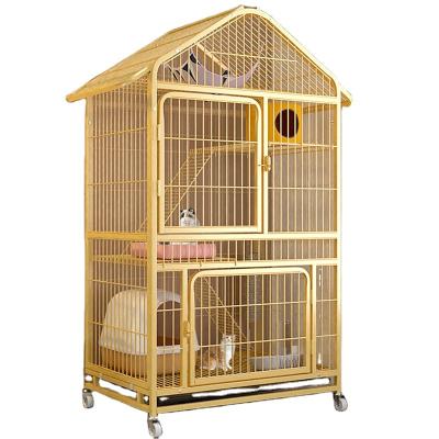 China Stocked Amazon product two layer cat cage cat rabbit cage with wheel for sale