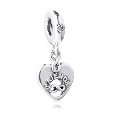 China Friends Forever Romantic Heart Dangle Charm 2021 New Sterling Silver Beads Fit Valentine's Day 925 Bracelets DIY Gift For Women Jewelry for sale