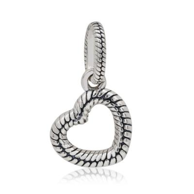 China Chain Romantic Pattern Snake Open Heart Pendant Charm 925 Sterling Silver Beads Fits Bracelet Necklace Women Pan Than Jewelry kralen for sale