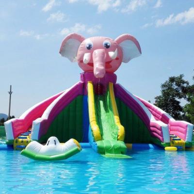 China Water park entertainment water park cartoon inflatable water slide with a water pool for summer, inflatable swimming pool for sale