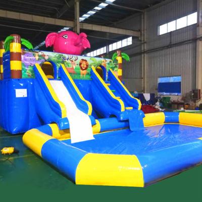 China Durable popular home use inflatable water slide with inflatable pool backyard for kids and adults, small inflatable water park for sale