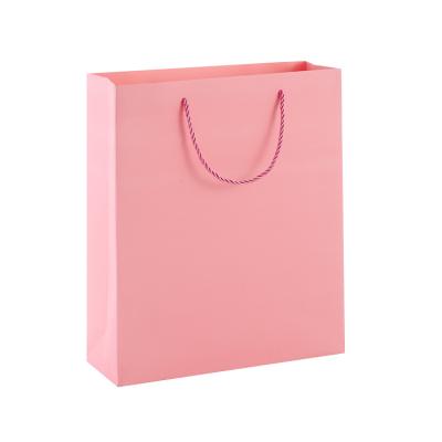 China Recyclable customized pink paper bags with handles, gift paper bags with your own logo, white shopping bag made in china kraft paper factory for sale