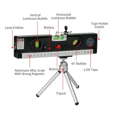 China Universal Laser Level Scale Aligner Scale and Metric Ruler Measure Standard Laser Level Meter Horizon Vertical Measurement 5FT Black SW-008 for sale