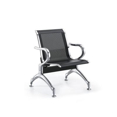 China 2021 Hot Sale Design Black Webbed Back Public Seating Chair Single Seat Modern Airport Steel Waiting Chairs for sale