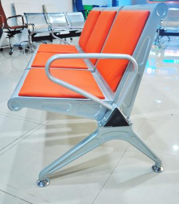 China Metal Null Chair With PU Cushion Orange Leather Waiting Room Chairs Used Band Link Chair Waiting Seats for sale