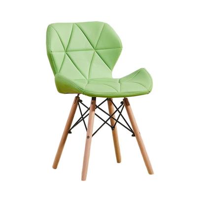 China Adjustable Hot Sale Pattern Design Green Leather Wooden Legs (Height) Dining Chair for sale