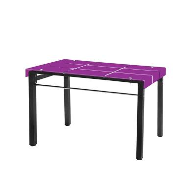 China (Size) Best Price Factory Adjustable Modern Purple Folded Dining Table Glass Top Dinner Table for sale