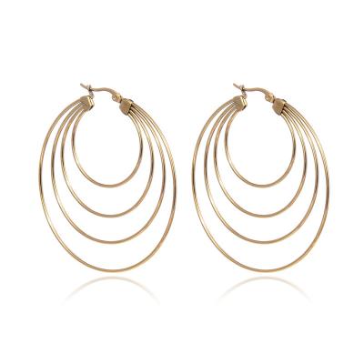 China Top Selling Water Resistant Circle Earrings Stainless Steel Geometric Irregular Earrings Big For Women Daily Minimalist Statement Earrings Jewelry for sale