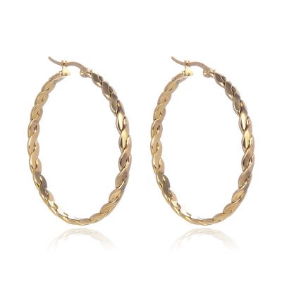 China New Top Selling Popular Water Resistant Gold Plated Metal Circle S Chain Big Woven Hoop Earrings For Women Fashion Jewelry 2022 Free Shipping for sale