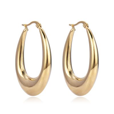 China 2022 TRENDY Top Selling Vintage Stainless Steel Hoop Earrings For Retro Office Elegan Ladies Party Big Round Circle Earings Jewelry for sale