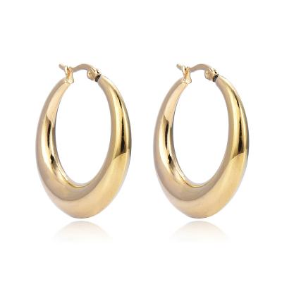 China New Fashionable 2022 style wholesale smooth exquisite hoop earrings large for women girl wedding party stainless steel jewelry for sale