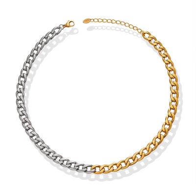 China High Quality Waterproof Necklace 18K Plated New Hip Hop Stainless Steel Metal Statement Thick Chain Necklace Mixed TRENDY Choker for sale