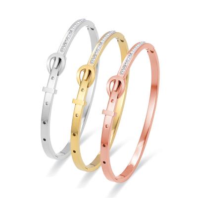 China 2022 New Design CLASSIC Simple Elegant Fashion Accessories Stainless Steel Belt Bangle For Woman Popular Bracelets Best Gift for sale