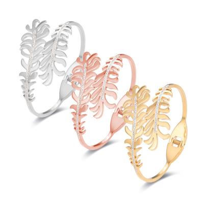 China 2022 New Top Selling Rose Gold Bangle Bracelets Charm Vintage Hollow Bangle Leaf Charm For Women Men Fashion Jewelry for sale