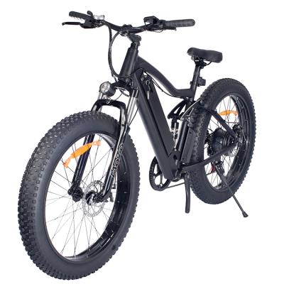 China Warehouse 2022 best free shipping 500W 48V EU aluminum alloy 26 inch fat tire electric mountain bike enduro cycle powerful mtb full suspension for sale