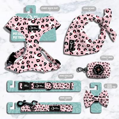 China Dog Accessories DETACHED Adjustable Sublimation Dog Harness Set Custom Personalized Neoprene Dog Chest Harness Collar and Leash for sale