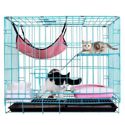 China 2021 Hot Selling Cats Folding Indoor Pet Cat Cage With Ladder Wire Cage for sale