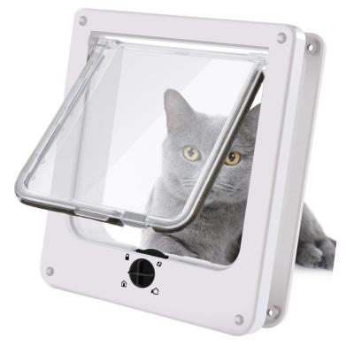 China Stored Pet Flap 4-Way Locking Dog Cat Door Tough ABS Magnetic Home Pet Cat Door For Dog And Cat for sale