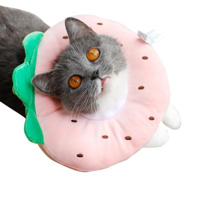 China Padded Prevent Licking And Sharp Headgear Beautiful Fruit Shaped Cover Device PP Cotton Pet Cat Elizabethan Collar for sale