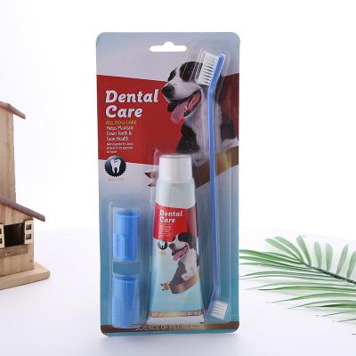 China Sustainable Pet Finger Toothbrush Dental Care Set Dog Toothpaste and Toothbrush Set for sale