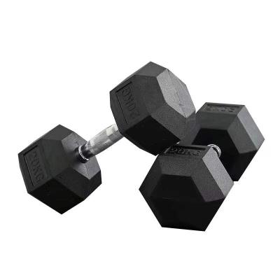 China Weight Gym Equipment Fitness Dumbbells Set Multi-Specificatin Dumbbell Black Hex Rubber Coated Gym Dumbbell 12.5Kg for sale