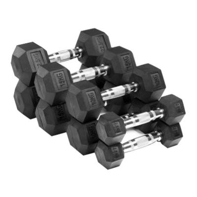 China Weights Gym Equipment Fitness Dumbbells Set Wholesale Customized Pounds Hammer Fixed Rubber Dumbbell Iron Hex Dumbbell Gym Equipment Fitness Dumbbells Set for sale