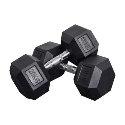 China Weights Gym Equipment Fitness Dumbbells Sets Gym Hex Dumbbells Solid Rubber Wrapped Weights Sets Hex Hex Dumbbell Set for sale