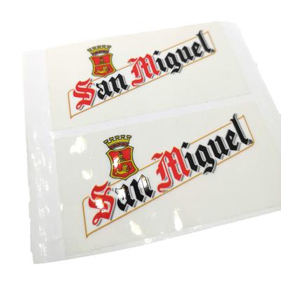 China Custom Vinyl Waterproof Logo Sticker Of Beer Private Label Transparent Waterproof Adhesive for sale