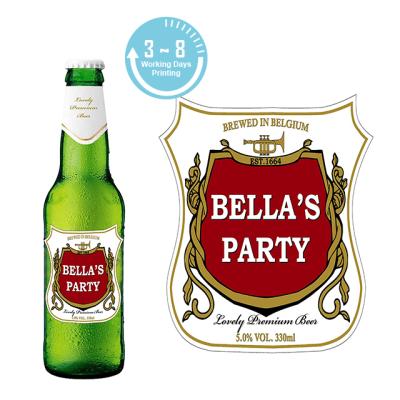 China Custom PVC Waterproof Vinyl Funny Adhesive Stamping Paper Printing Logo Custom Beer Bottle Gold Foil Sticker Waterproof Private Label for sale