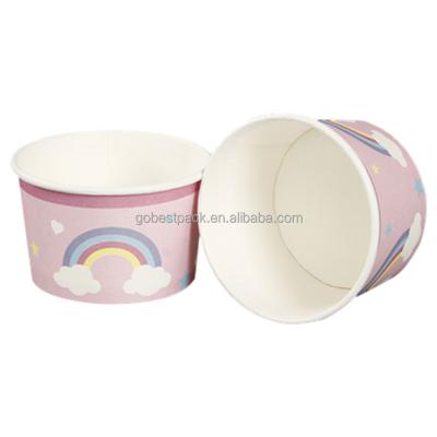 China 100% Eco-Friendly Biodegradable Disposable Bowl Ice Cream Soup Paper Packaging Disposable Packaging Cups With LID for sale