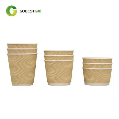 China Customized Recyclable 240 380 470ml Printer Ripple Wall Soup Eco Friendly Disposable Container With PP Lids for sale