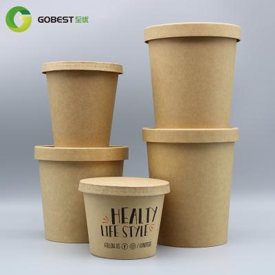 China Biodegradable 470ml Soup Pla Coated Container Containers Soup Kraft Paper Take Out Cup Soup White Wholesale for sale