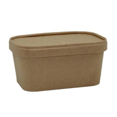 China Eco-friendly 100% Biodegradable Disposable Food Grade Kraft Paper Bowl Food Bowl Containers Take Away Bowl WITH LID for sale