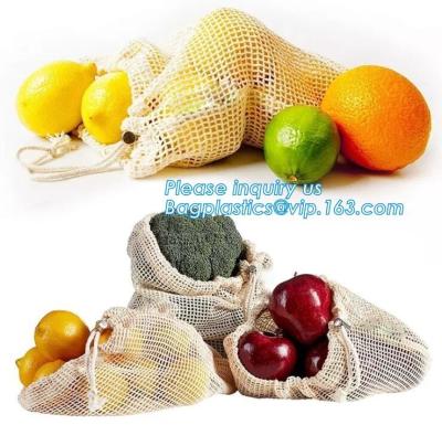 China Simple Ecology washable and reusable Cotton Mesh Produce Bag for vegetable and fruit,Eco-friendly Reusable Shopping Orga for sale