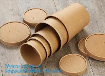 China Disposable kraft paper soup cup_Double wall disposable hot coffee kraft paper soup cup_Easy Take away cups lid spoon for sale