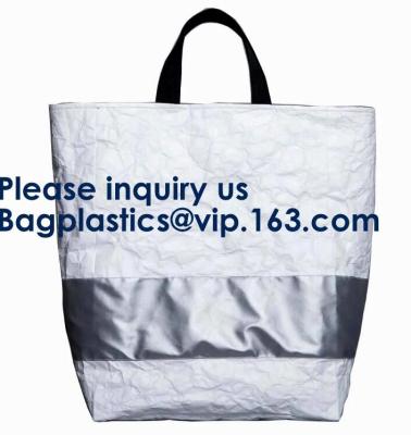 China Tote Toiletry Bag Eco Friendly Recycled Waterproof Tear Resistant Large Tyvek Tote Zipper Shopping Bag With Logo Custom for sale