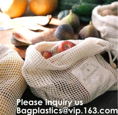 China Bulk Cheap Shopping Mesh Cotton Bag for Fruits Vegetable Grocery Shopping Mesh Net Braided Bags Pure Organic Cotton Eco for sale