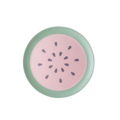 China Cheap Eco Friendly Biodegradable Tableware Round Dish Viable Hot Sale Big Size With Pattern Decal for sale