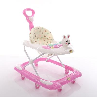 China Eco - Friendly Pink Blue Color Steel Frame Baby Walker With Music Box for sale