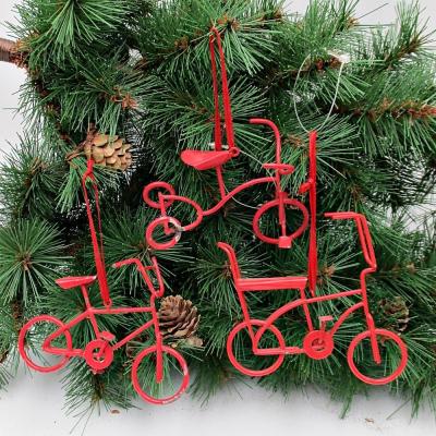 China 100% New Product Metal Wire Gift Wholesale Rustic Rustic Art Handmade Bicycle Hanging Christmas Tree Ornaments for sale