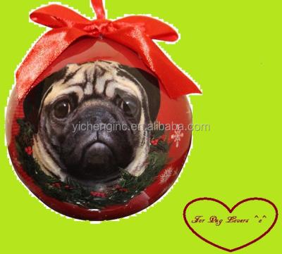 China 100% Handmade Pug Dog Christmas Ornament Baubles Personalized A Festival Gift For Dog Lovers for sale