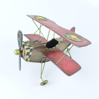 China 100% Handmade Metal Aircraft Vintage Iron Retro Aircraft Glider Biplane Christmas Model Ornaments for sale