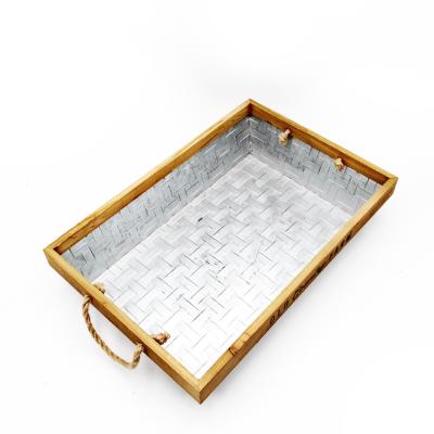 China Sustainable High Quality Country Style Woven Galvanized Serving Trays Decorative Storage Basket For Fruit Vegetables Kitchen Home Decor for sale