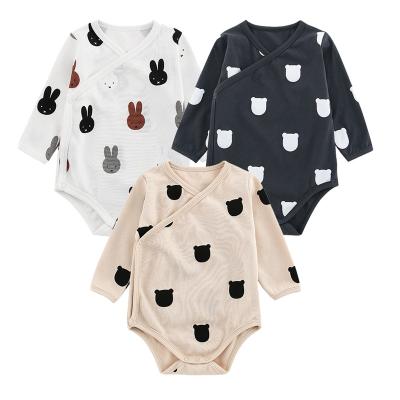 China Cozy Baby Clothes Customized Organic Cotton Infant Clothing Fold Over Short Long Sleeve Cuff Romper Baby Onesie Instant Baby Rompers for sale