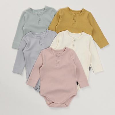 China Cozy baby clothes NO MOQ Australia USA baby rompers ribbed summer short sleeve plain quality unisex cute newborn sunset jumpsuit for sale