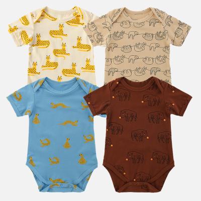 China Cozy Baby Clothes 100% Custom Printing Cute Newborn Baby Romper Baby Sleeve Organic Unisex Sunset Short Onesie Newborn Jumpsuit for sale