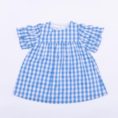 China Cute Top OEM Breathable Girl Blue And White Dresses For 3 Months To 3 Years Old Girls for sale