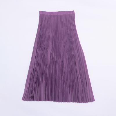 China OEM Breathable Women Pleated Purple Satin Skirts for sale